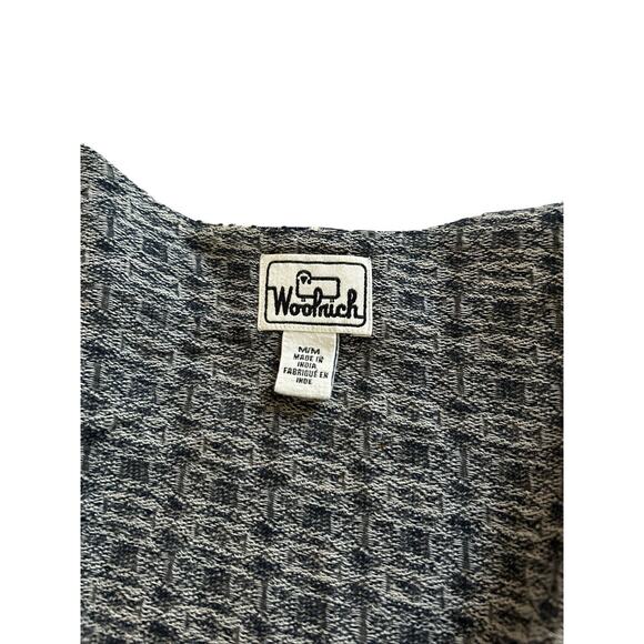 Vintage‎ Woolrich Mens Cardigan Open Size M Navy Blue And Cream Geometric - Picture 7 of 14
